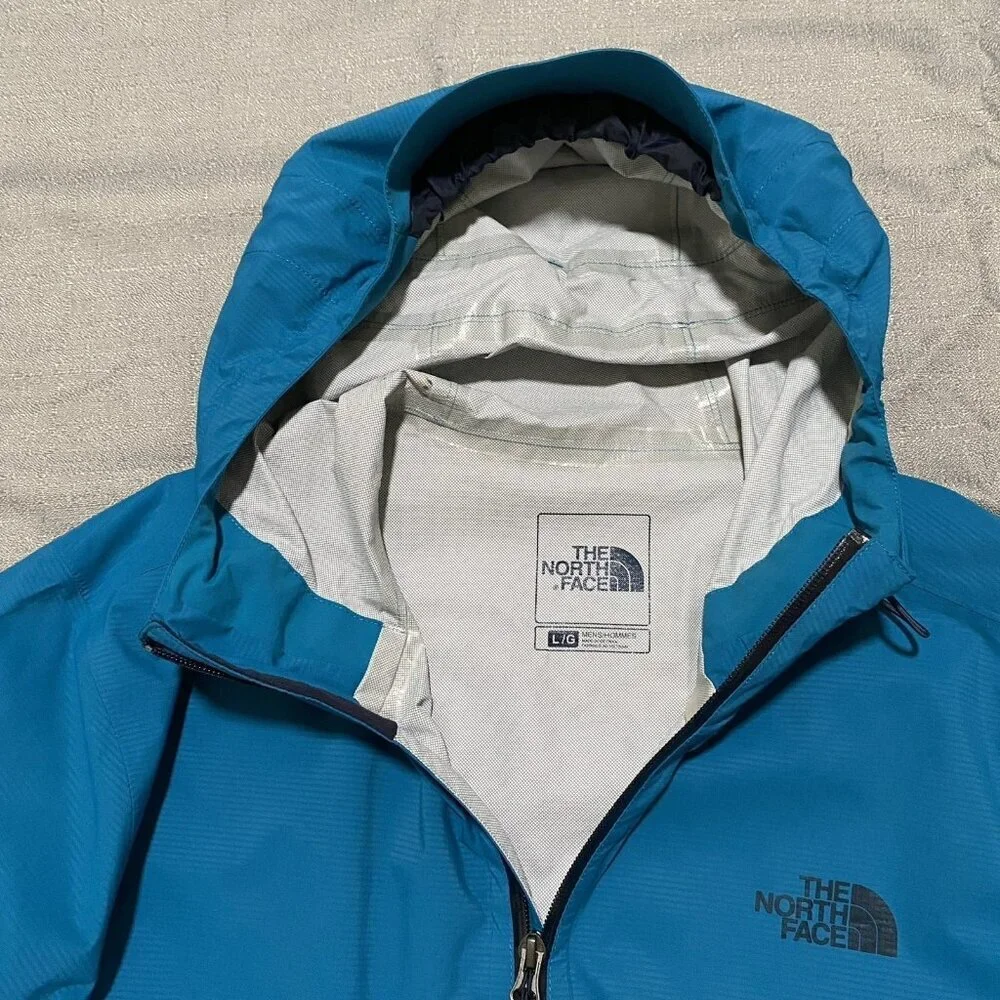 The North Face Windbreaker Jacket Dryvent Rain Hood Men Large Blue Full Zip